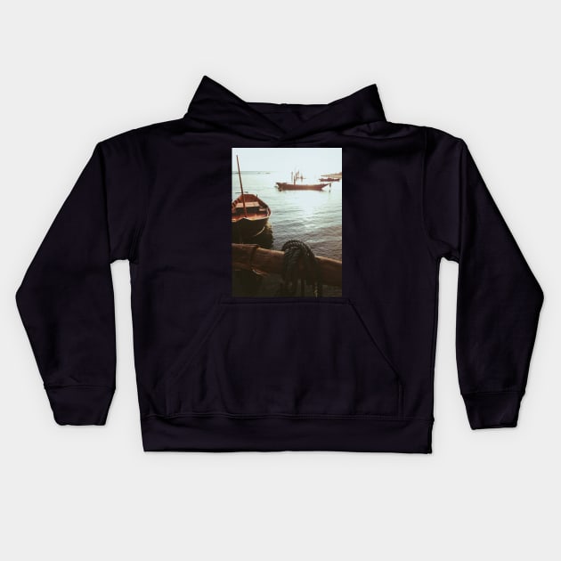 Boats at Sunset Kids Hoodie by visualspectrum